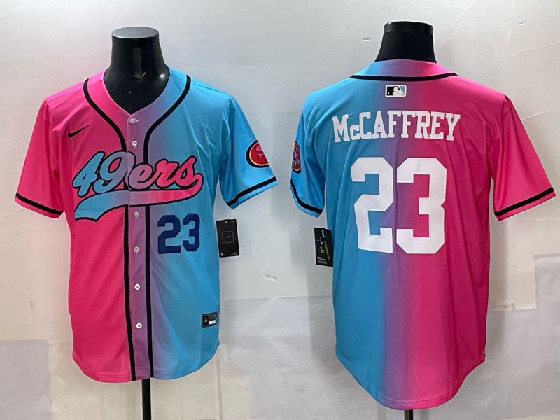 Men 2025 San Francisco 49ers #23 Mccaffrey Blue pink Nike Limited NFL Jersey style 02->san francisco 49ers->NFL Jersey